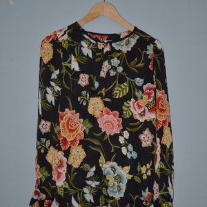 Black Floral Print Blouse